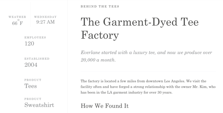 Everlane does a nice job of listing the location cities of its factories